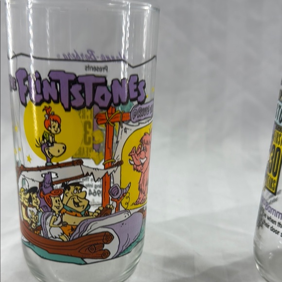 The Flintstones Cartoon Glasses Set Vintage 1991 Hardees - Picture 7 of 8